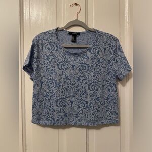 2 for $6 Forever21 Women's Blue Short Sleeve Crop Top